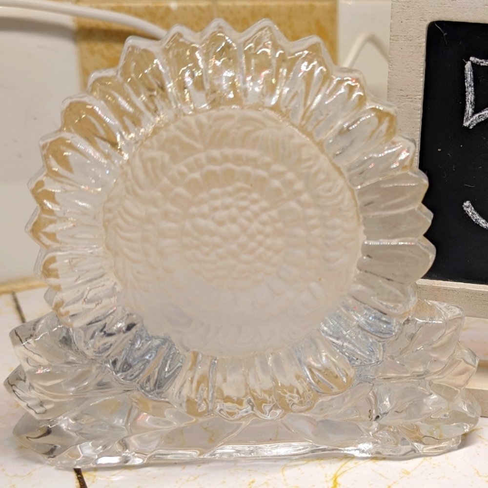 Partylite vintage clear glass sunflower windowpane tea light/votive‎ holder